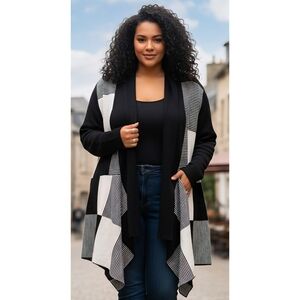 Signature Studio Plus Size Open Front Layered Sweater Cardigan